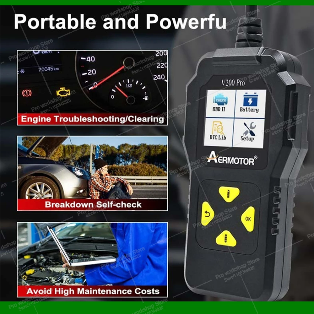 ELM327 Engine Diagnostic Scanner Car Battery Test OBD2 Scanner Code Reader Card Automotive Fault Diagnosis Tool
