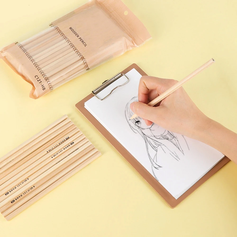 50-Piece Set of HB Wooden Pencils Eco-Friendly Natural Wood, Triangular Pen Barrel, Non-Toxic, Student Writing Drawing Pencils