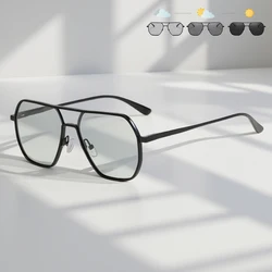 Luxury Metal Photochromic Sunglasses Men Women Fashion Polarized Sun Glasses Stylish Chameleon Anti-glare Driving Shades UV400
