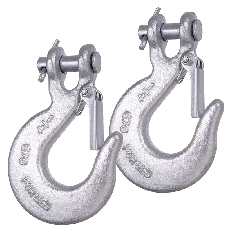 

1/4 Inch Safety Chain Hooks Clevis Slip Hook with Safety Latch Grade 12600 Lb for Trailer Truck Transport Tow Winch Hook Trailer