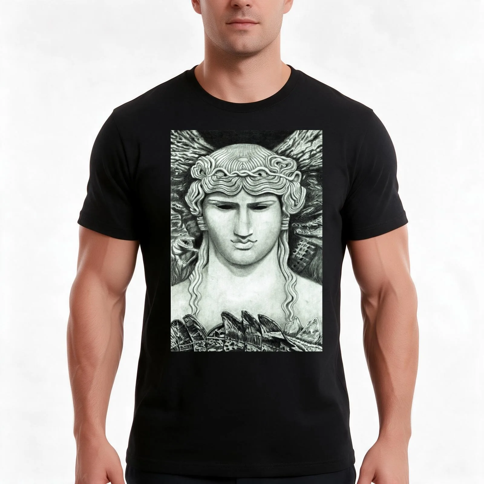 Antinous in the Nile T-Shirt, Summer Casual Cotton Tee, Oversized Streetwear Tops, Vintage Graphic Print, Loose Fit Short Sleeve
