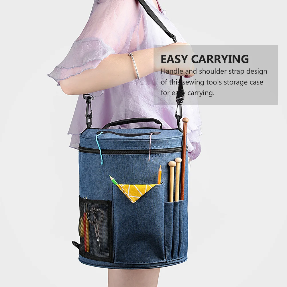 

Knitting Tools Carrying Bag Oxford Cloth Yarn Storage Tote Multi-Pocket Dust-Proof For Wool Ball Crochet Hooks Needles