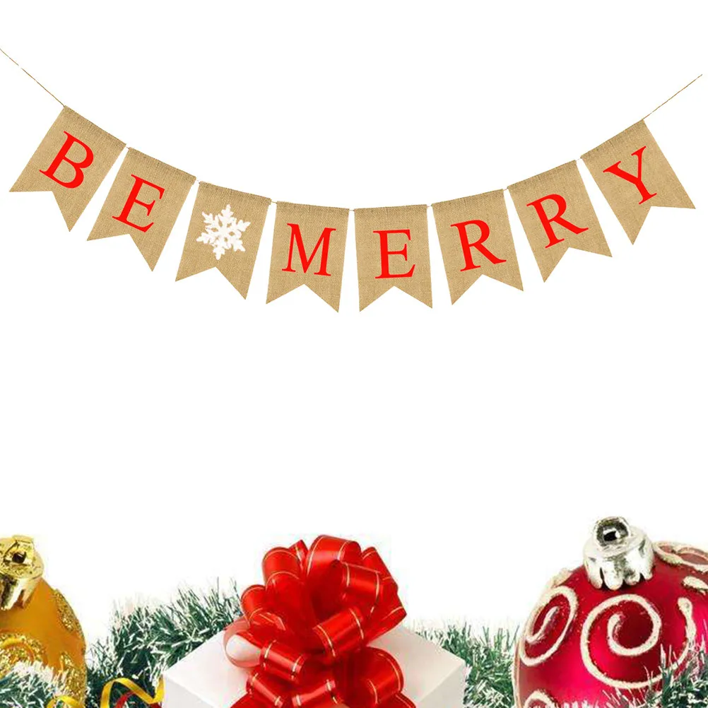 Burlap Bunting Banner Rustic Triangle Flags for Birthday Wedding Holiday Party Decorations