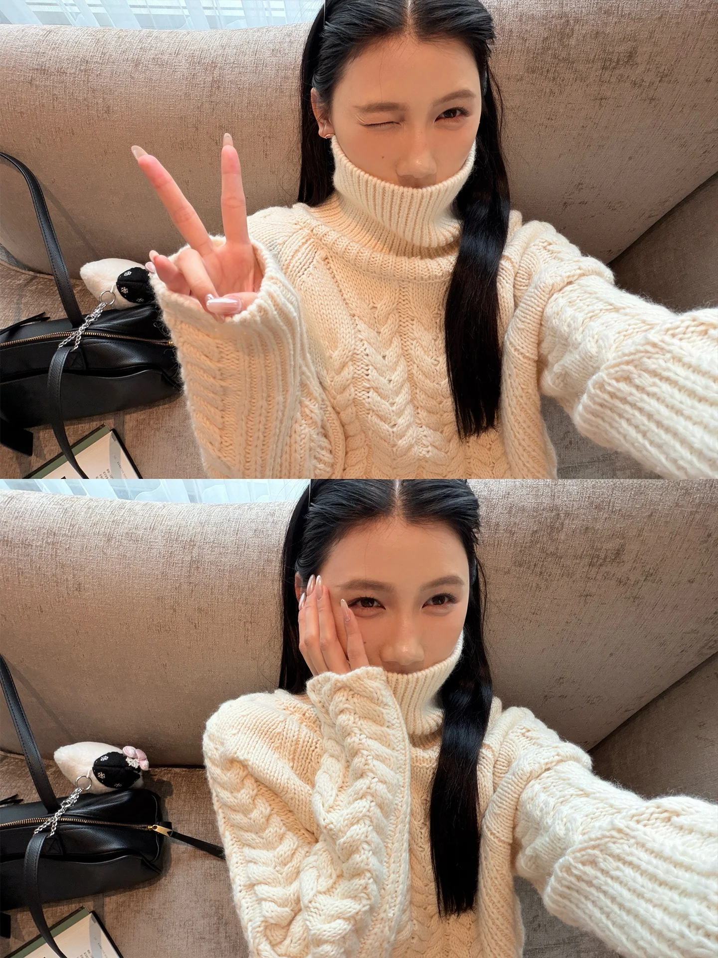 

Thiened High Collar Sweater Wheat Color Korean Sle Winter Inner Wear Knitted Woolen Sweater Warm Loose Fit Long Sve