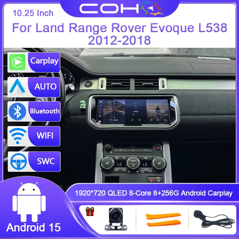 10,25 Zoll Für Land Range Rover Evoque L538 2012-2018 Dual-System Autoradio Multimedia Android15 GPS 4G WIFI Carplay
