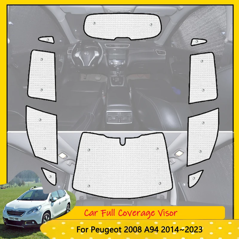 

For Peugeot 2008 A94 Mk1 1th 1Gen 2014~2023 2015 2016 Car Anti-UV Windshield Cover Reflective Visors Full Coverage Sunshades