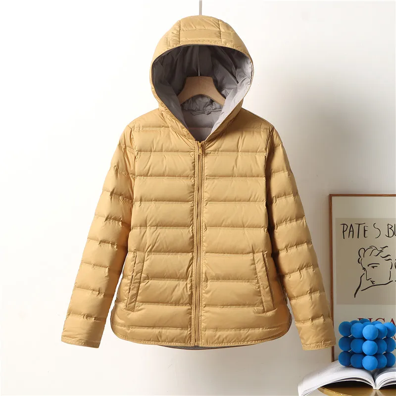 Women Autumn Winter Jacket Fashion Short Ultra Lightweight Hooded Coats 2024 New Solid Colors Female Down Warm Korean Parkas