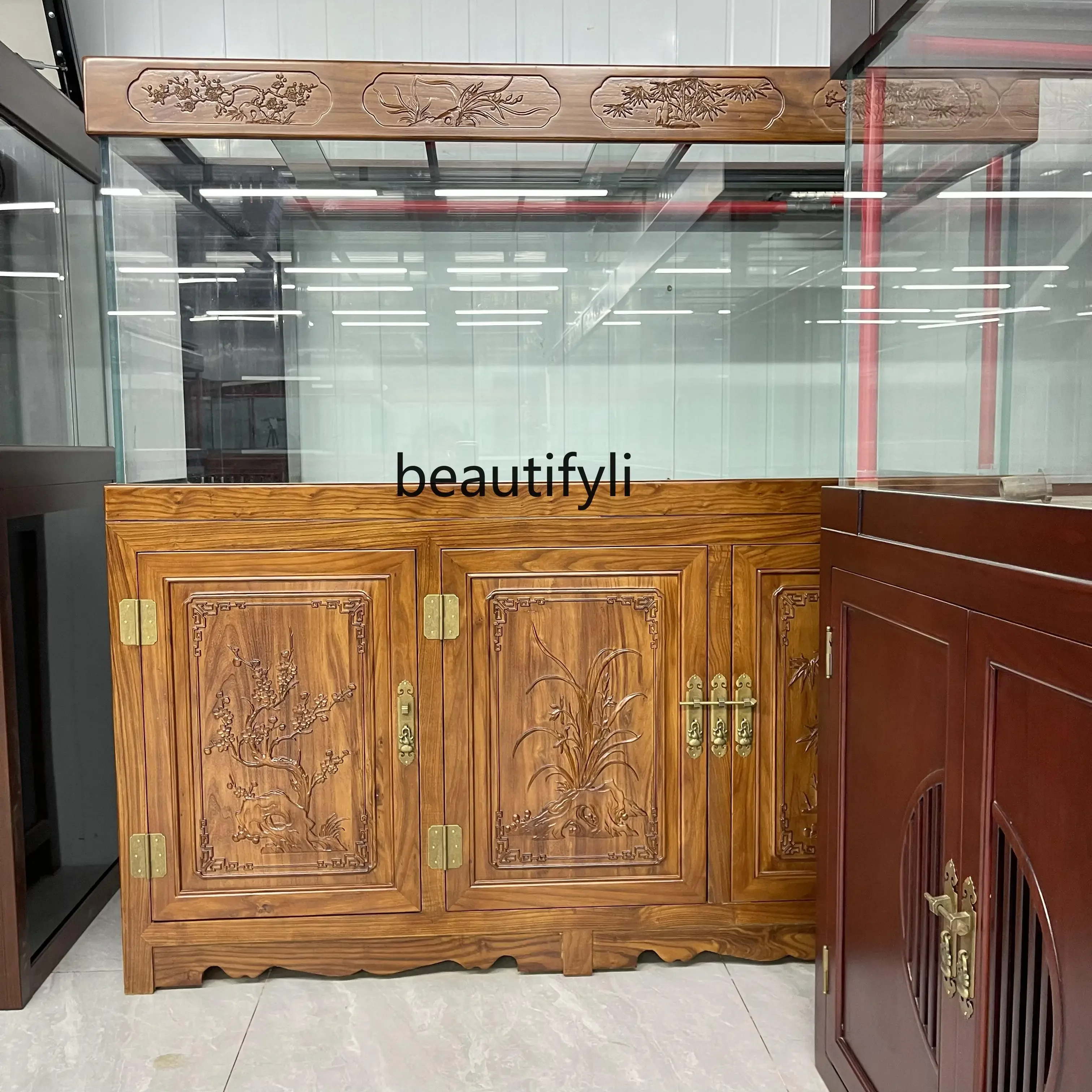Solid Wood  1.5 M 60 Wide Dragon   Tank Koi   Tank Household   Living Room Fish TankH