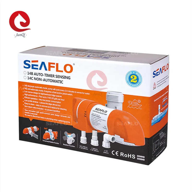 SEAFLO 14B Series Narrow Low Profile Time Sensing Automatic Bilge Pumps, 12V/24V DC Horizontal Automatic Bilge Pump Pumping Pump