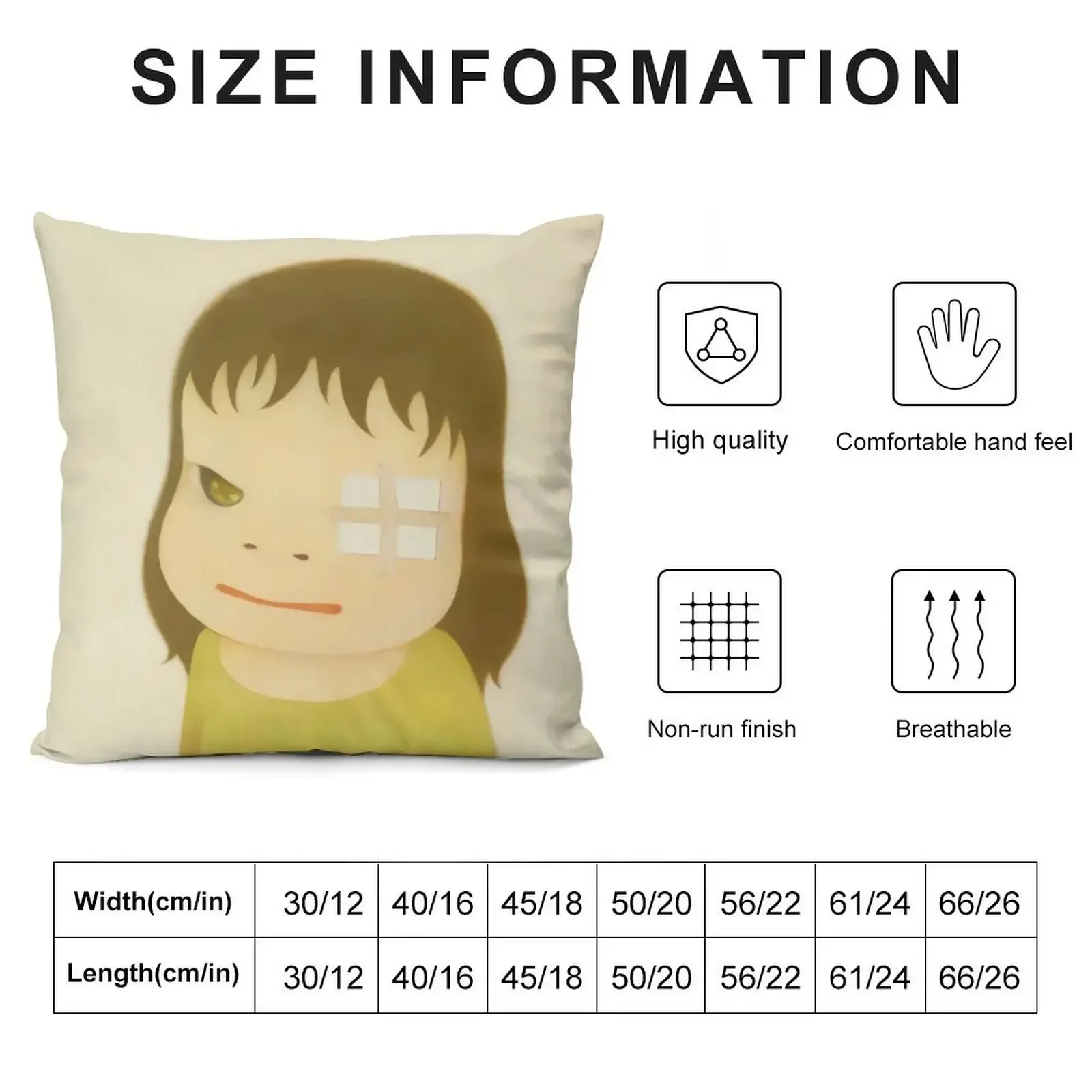 Vintage YOSHIMOTO NARA Smiling girl with cross eye patch Throw Pillow ornamental pillows Couch Cushions pillow