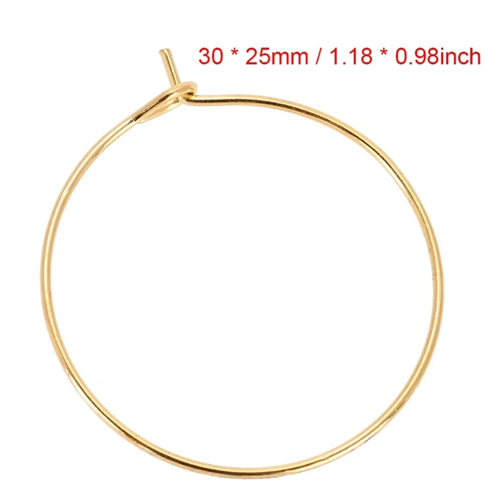 100Pcs Gold/Silver Color Steel Circle Earring Loops Open Loop Design Round Shape Jewelry Findings Wine Glass Hoop Ring