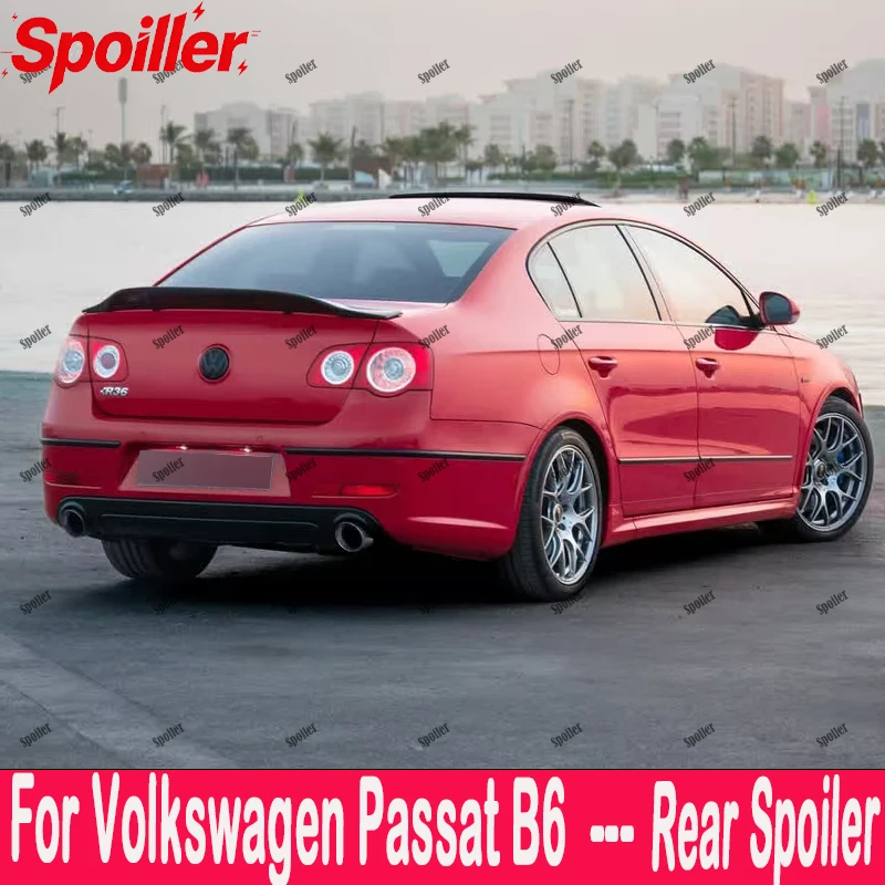 For Volkswagen Passat B6 2007-2011 100% Real Carbon Fiber Gloss Black Highquality Rear Spoiler Trunk Lid R Style