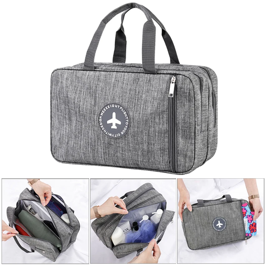 Sac de bain portable étanche à l'eau avec séparation sèche, sac de voyage pour articles de toilette, porte-serviettes, sous-vêtements, chaussettes, compartiment de rangement