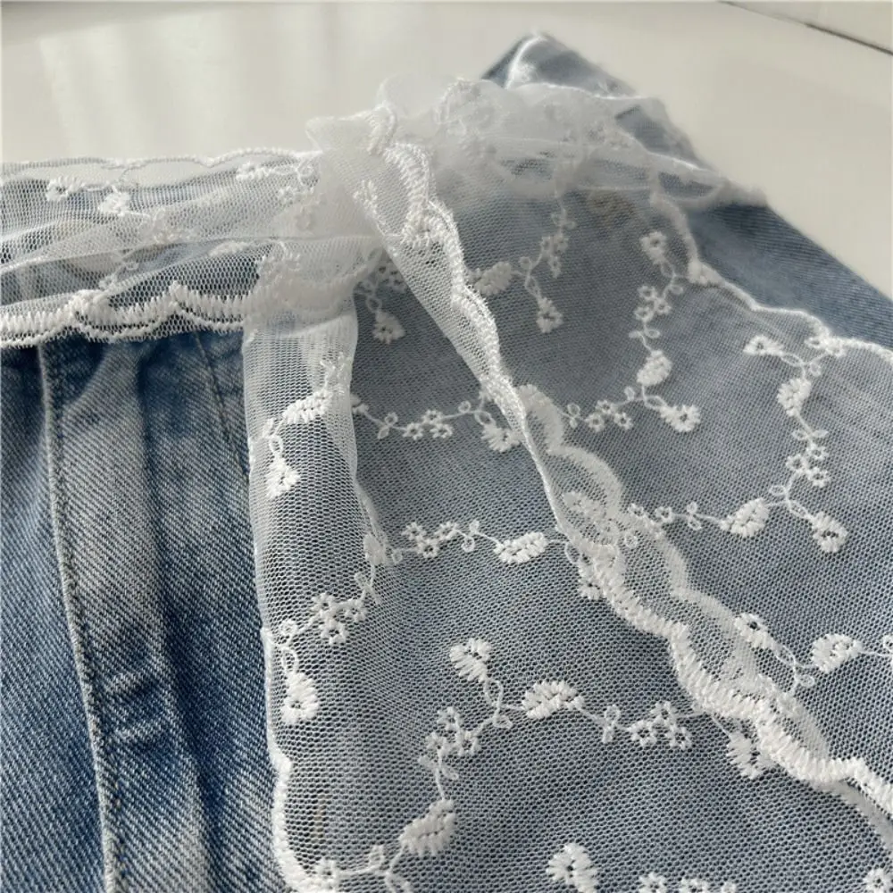 INS Style White Sweet Lace Belt Flowers Embroidery Waist Decoration Waist Chain Belt Bow Tie Neck Scarf Women Accessories