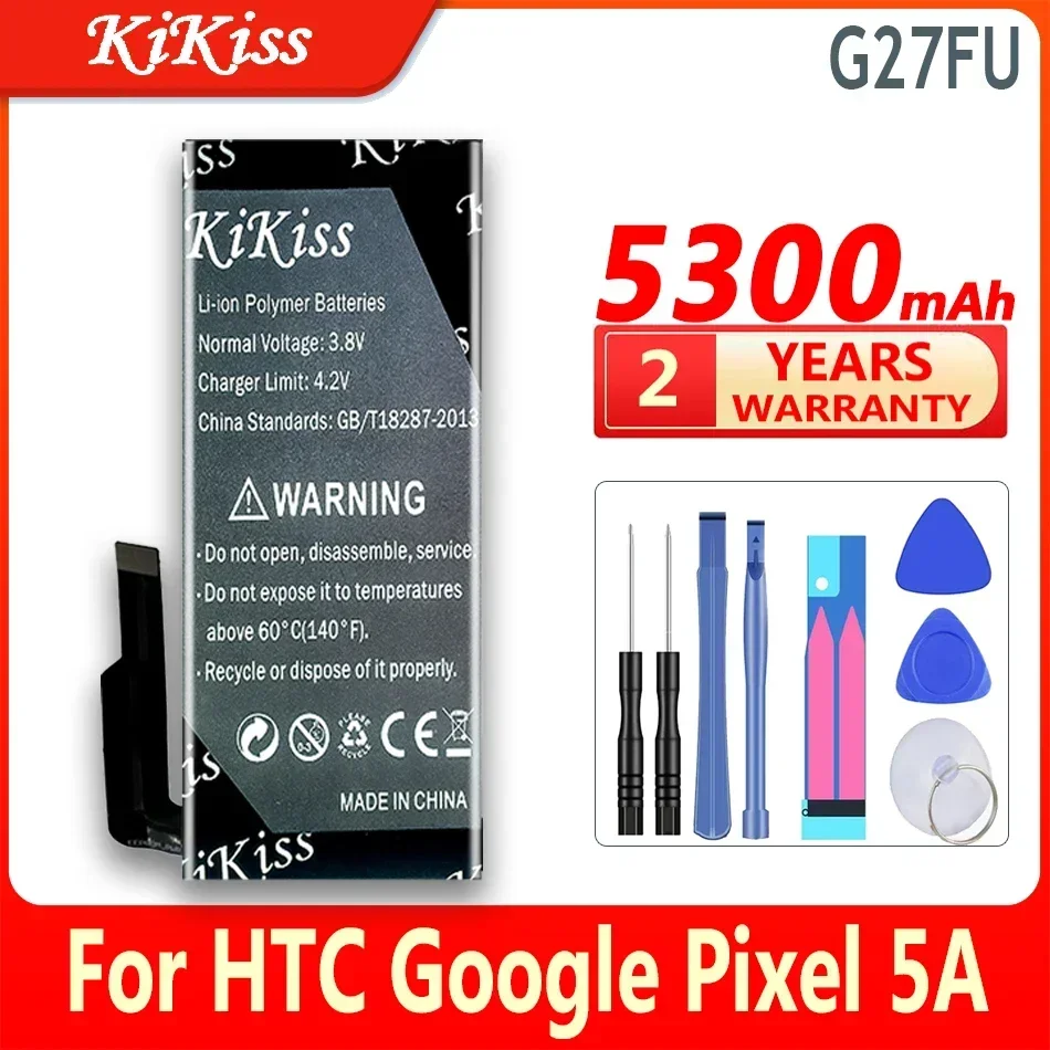 KiKiss High Capacity Battery G27FU 5300mAh For HTC Google Pixel 5A Bateria