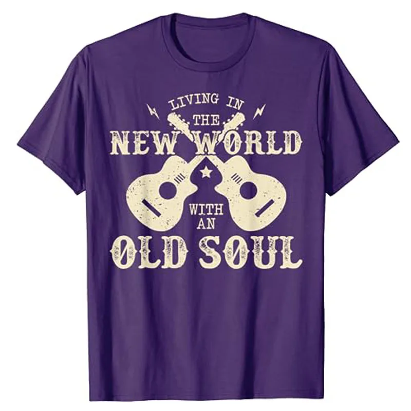 Oliver Anthony - Livin' in The New World with An Old Soul T-Shirt Country Music Lover Graphic Tee Vintage Guitar Singer Top Gift