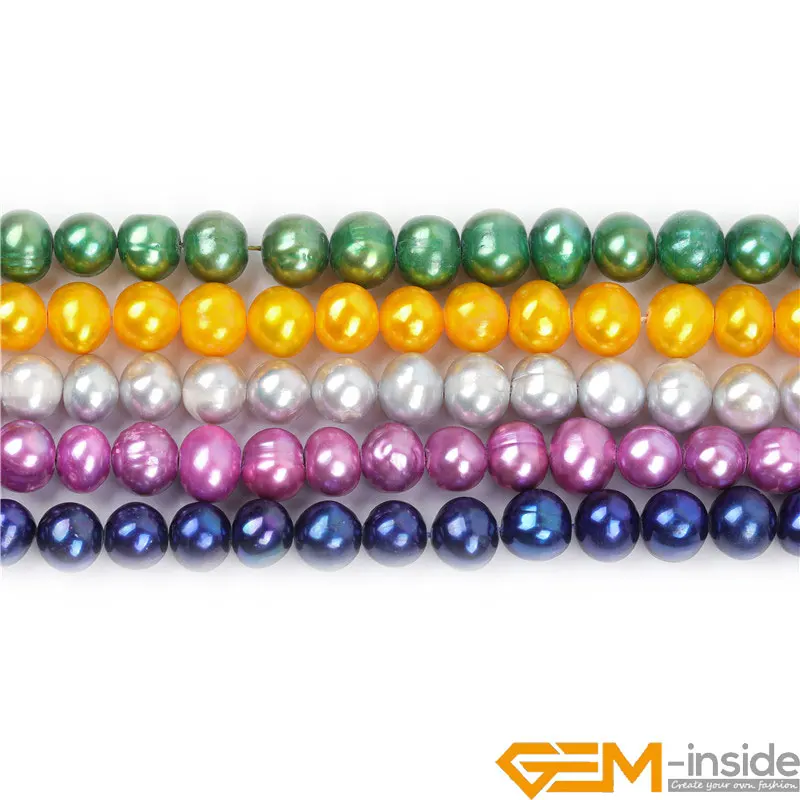 Multicolor Real Natural Freshwater Pearl Slight Screw Thread Texture Cultured Beads For Jerwelry Bracelet Necklace Crafts Making