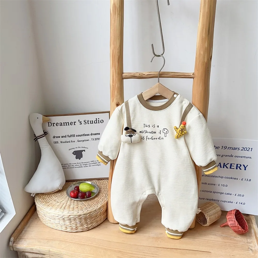 

Kids Baby Girl Jumpsuits Spring Cartoon Applique Toddler Girls Bodysuits Patchwork Infant Overalls Newborn Girls Rompers Outwear