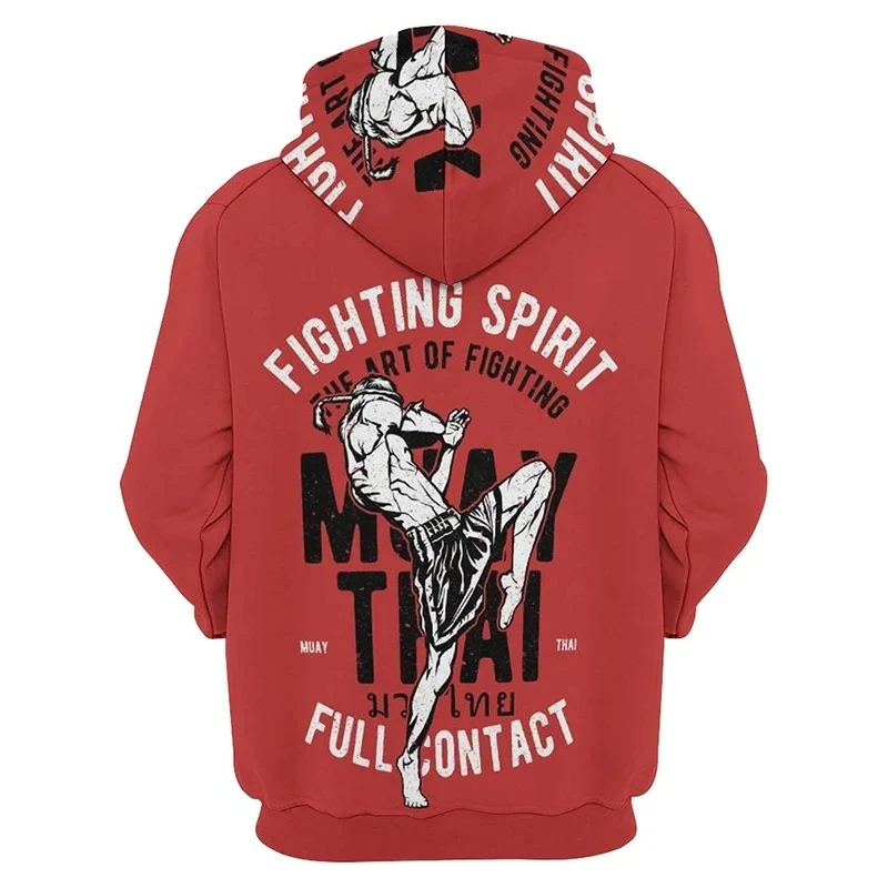 

New men's autumn and winter sportswear popular Muay Thai boxer 3D printed hoodie unisex street casual sports pullover Q0078