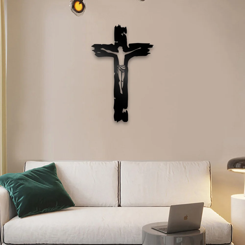 كريستيان الصليب يسوع المعادن جدار الفن تسجيل مزرعة ديكور معلق أسود انقطاع اللوحة المنزل مكتب غرفة المعيشة غرفة نوم الديكور #3