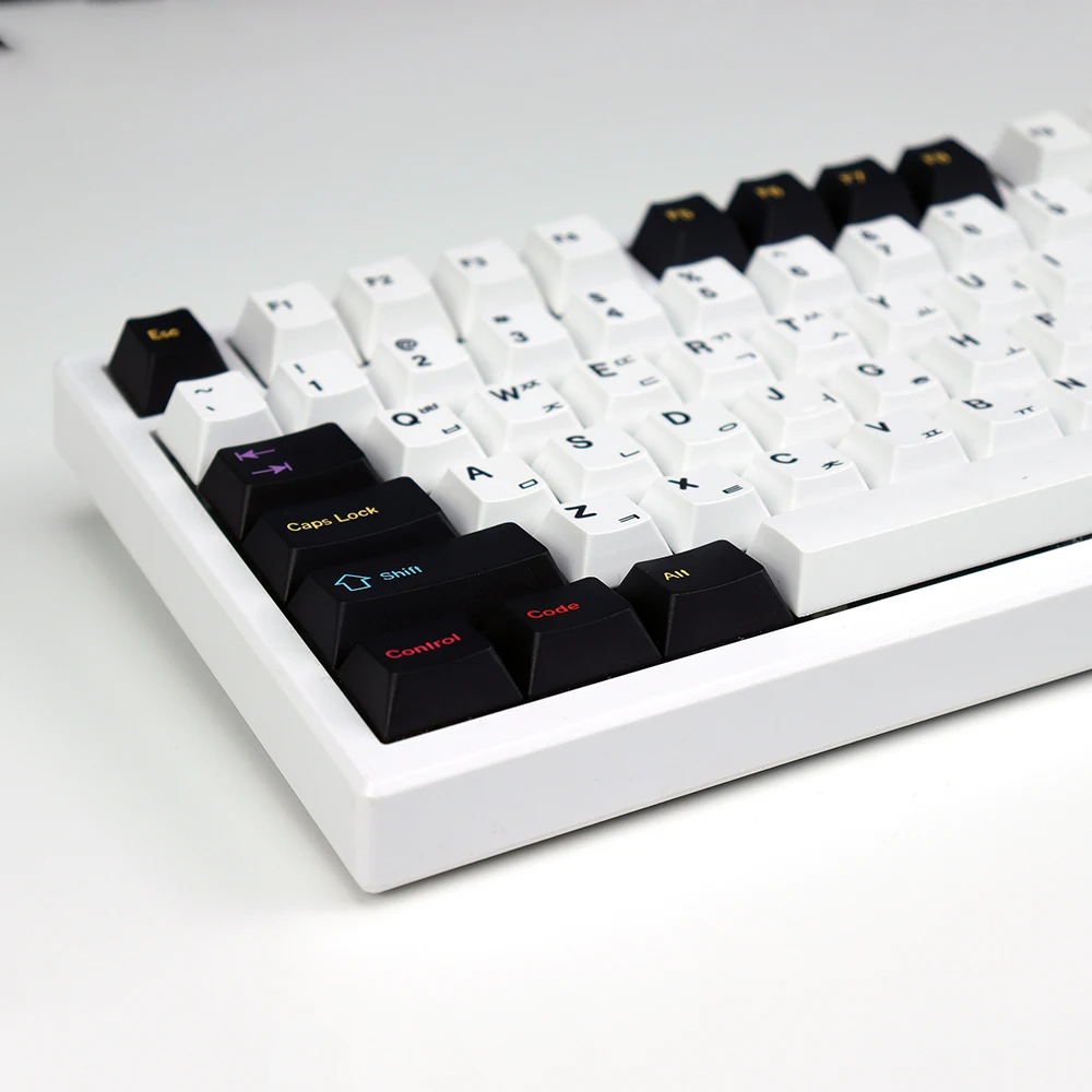 

GMK черно-белый цветной колпачок для клавиш, минималистичный белый PBT, оригинальный пятисторонний сублимационный колпачок 143, соответствующий 61/68/75/84/980
