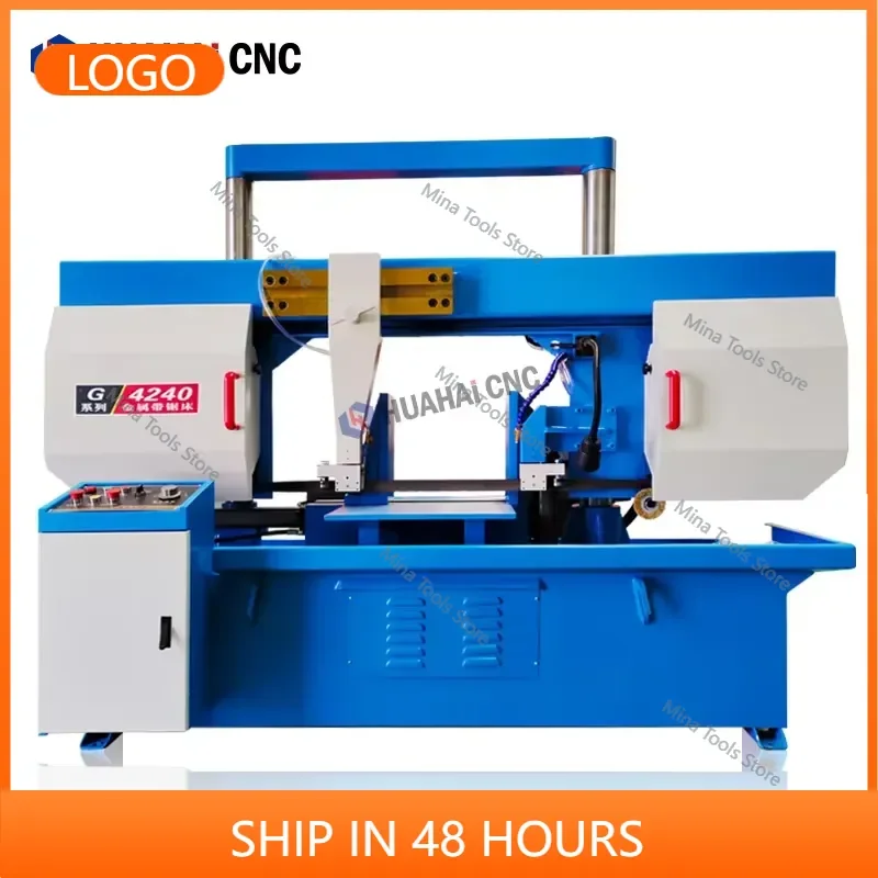 GB4240 Metal Processing Hydraulic Semi-Automatic Horizontal Twin-Column Band Saw Machine Manual Tension Saw Blade 4.0KW Motor