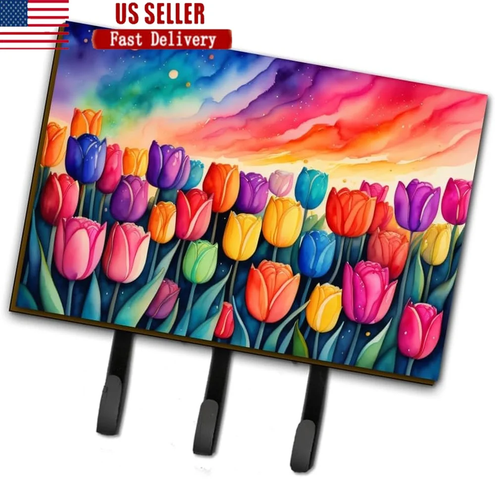 

Durable Tulip Design Wall Mounted Leash Key Holder Triple Hook Easy Installation Compact Home Organizer