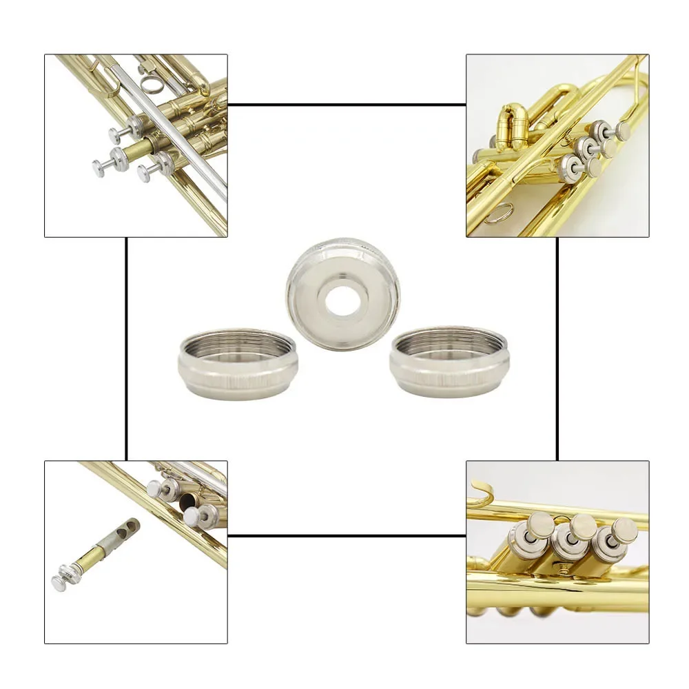 3Pcs Trumpet Button Bottom Screw Piston Lower Cover Cap & Upper Screw Piston Upper Cover Trumpet Replacement Parts & Accessories