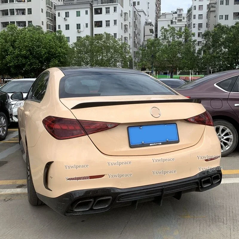 For Mercedes-Benz W206 C-Class Spoiler 2022 W206 4-door Sedan ABS Unpainted Color C63S Style Rear Trunk Lip Spoiler Car Styling