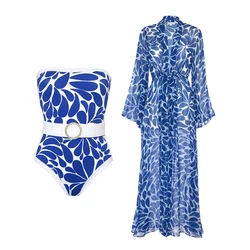 Maillot de bain une pièce sans bretelles pour femmes, bikini de plage, maillots de bain femme, maillots de bain trempés, vêtements de plage avec couvertures, blouse, été, 2023