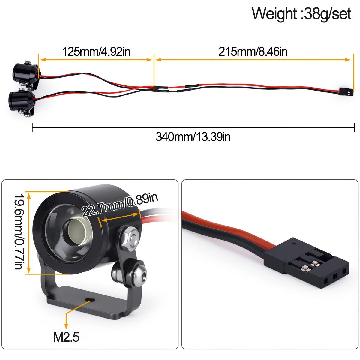 Aluminum LED Light Headlight Spotlight for 1/10 RC Crawler Car Axial SCX10 90046 RC4WD D90 TRX4 TRX6 DIY Parts