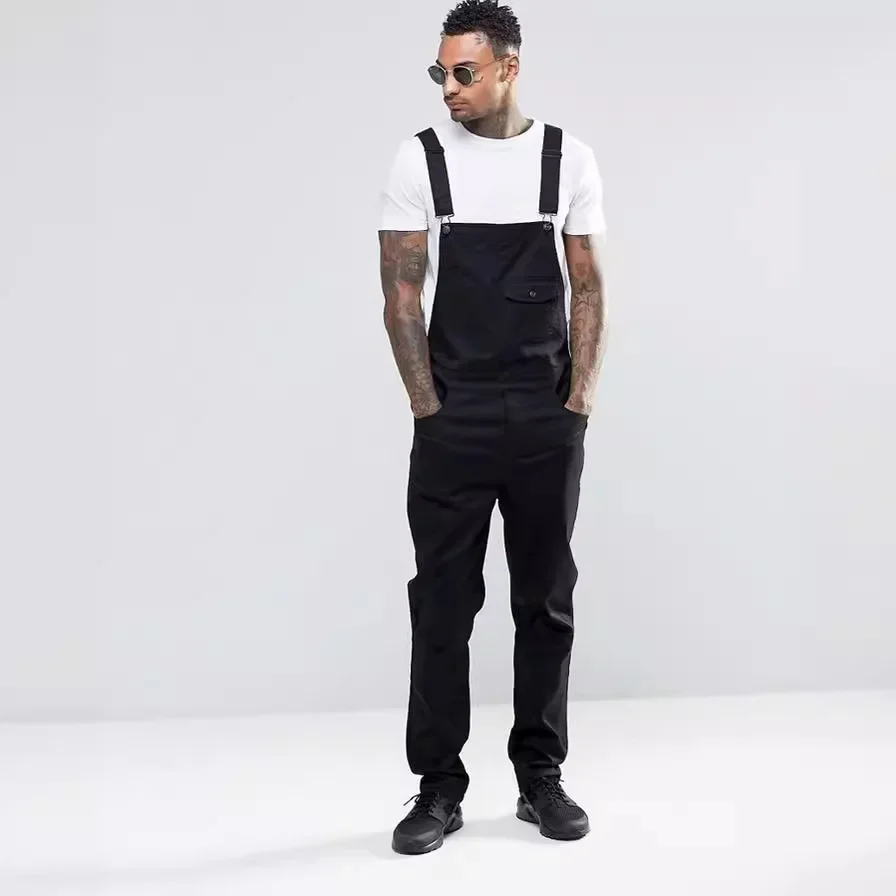 Men Stylish Slim Biker Jeans Bib Overalls Jumpsuits jeans Man Streetwear Casual Stretch Ripped Dungarees Male Strap Jeans