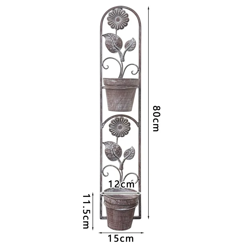 ZML wrought iron balcony wall-mounted flower stand, pastoral wrought iron plant stand indoor flower stand