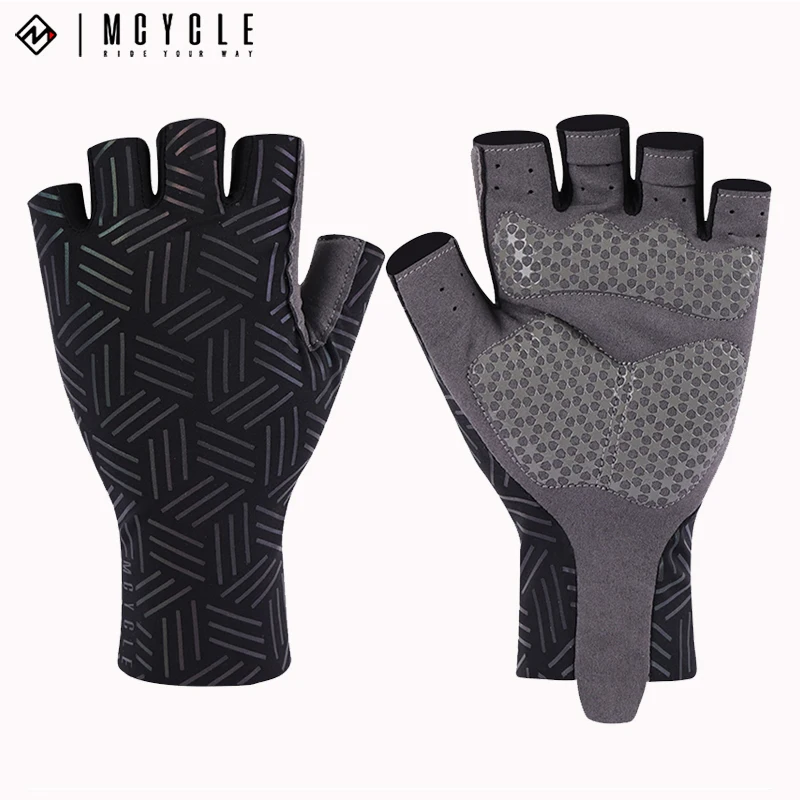 

Mcycle Anti Slip Shock Half Finger Men Sport Gloves Breathable Gym Motorcycle Gloves Colorful Reflective Bicycle Cycling Gloves