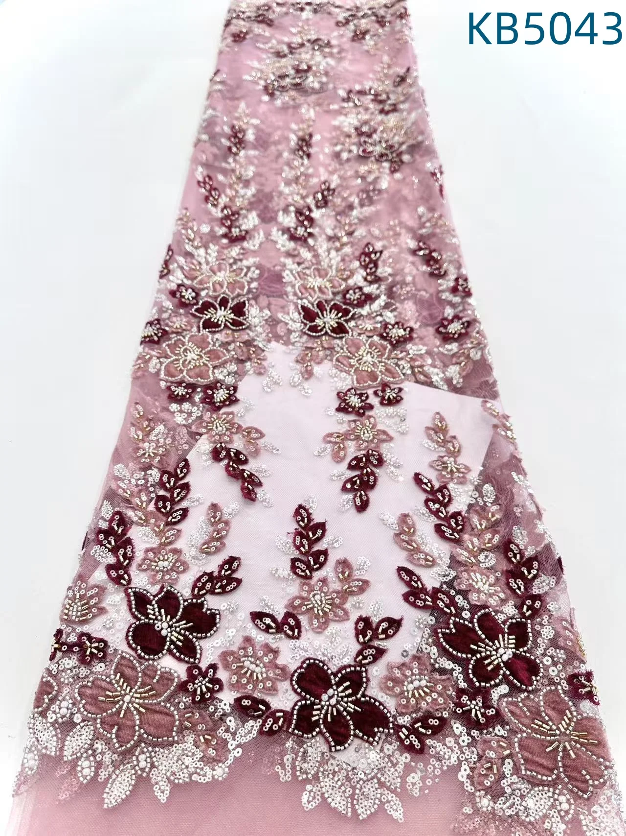 أقمشة الدانتيل النيجيري 2025 المخملية الترتر مطرز أقمشة الدانتيل تسلسل الأخضر تول الدانتيل لفساتين حفلات الزفاف KB5043