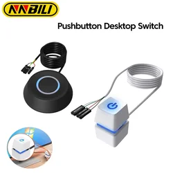 NNBILI Computer Desktop Switch 2M LED Lights PC Motherboard External Start Power On/Off Button Extension Cable For Home Office