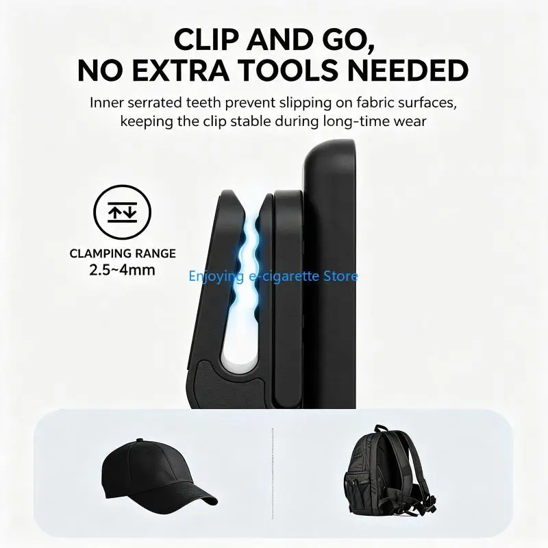 Action-Kamera-Clip-Halterung mit magnetischem Hut-Clip-Halter, griffigem Polster und flexibler Winkelsteuerung für OSMONano – Detail 5