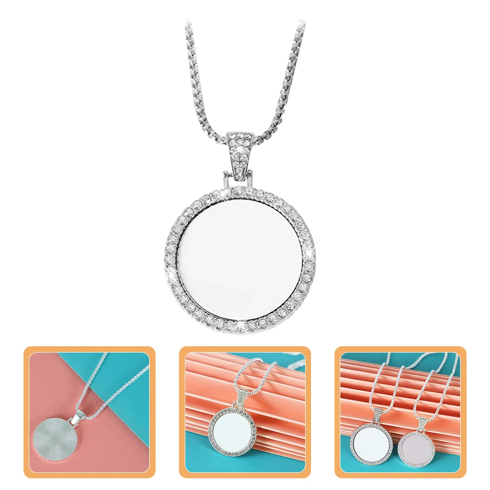 

Rhinestone Pendant Necklaces Large Size Alloy Bezels Sublimation Blanks DIY Hanging Pendants Charm Necklace Metal Charms Jewelry