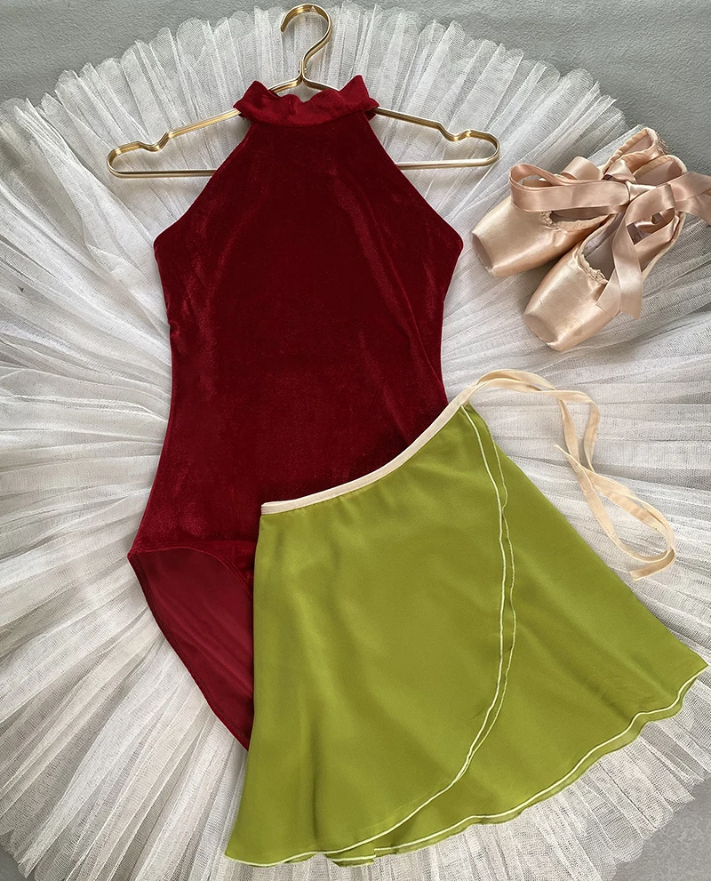 Velvet Halter Ballet Leotard Gymnastic Bodysuit girls ballet dance costume ballerina women dancewear adult ballet dance leotard