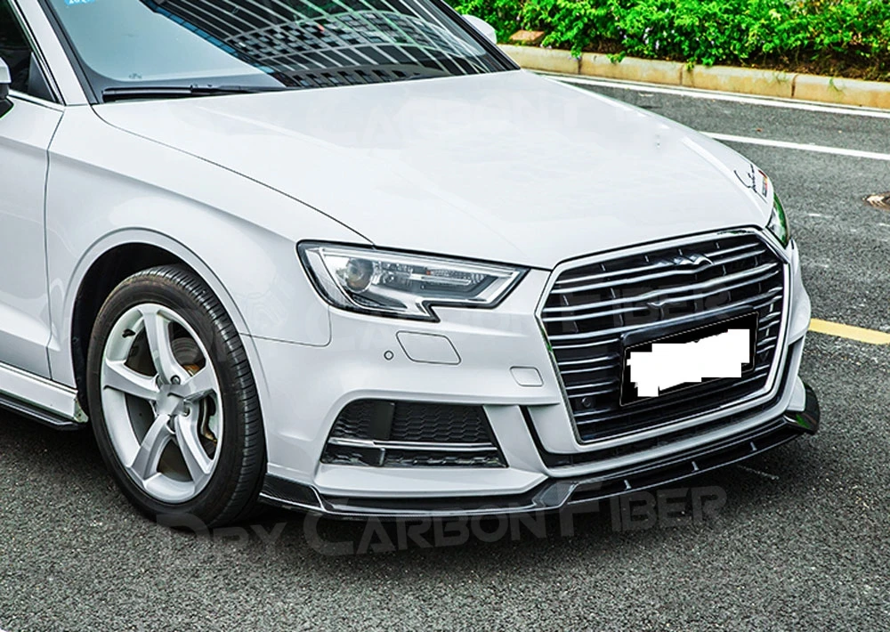 Front Bumper Lip Spoiler for Audi A3 Sline S3 Not A3 Standard 2017 2018 2019 ABS Carbon Look Black Head Chin Guard Car Styling