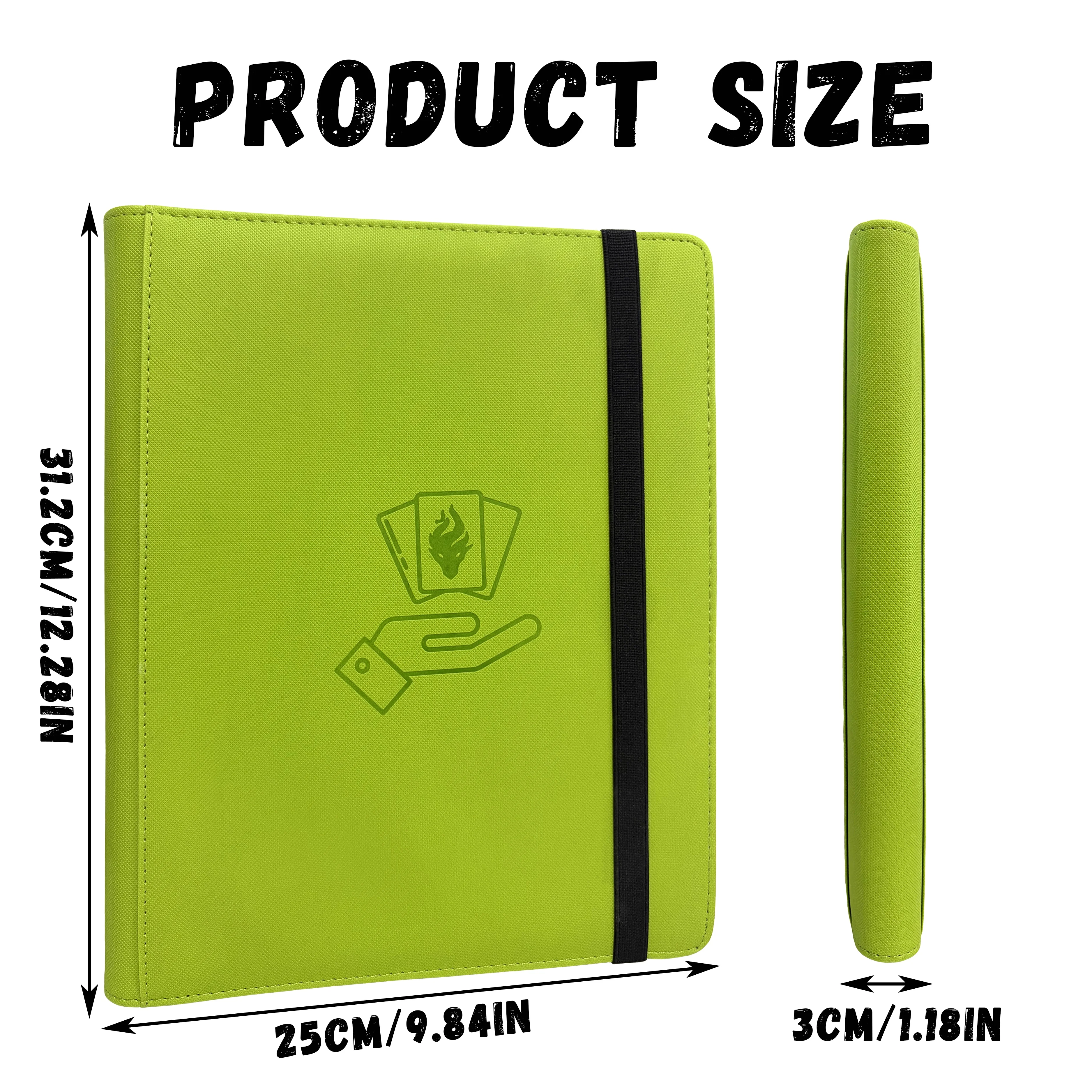 9 Pocket Card Binder 360 Trading Card Holder Book Durable Side Loading Card Book With Gaming Cards PU Cover Binder Elastic‑Band