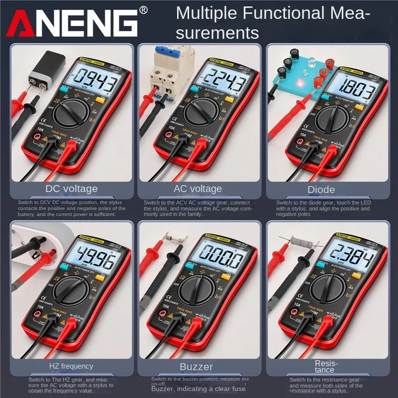 Aneng An8002 Multifunctionele Multifunctionele Multimeter Voor Digitaal Display, Slimme Draagbare, Hoge Precisie Automatische Multimeter