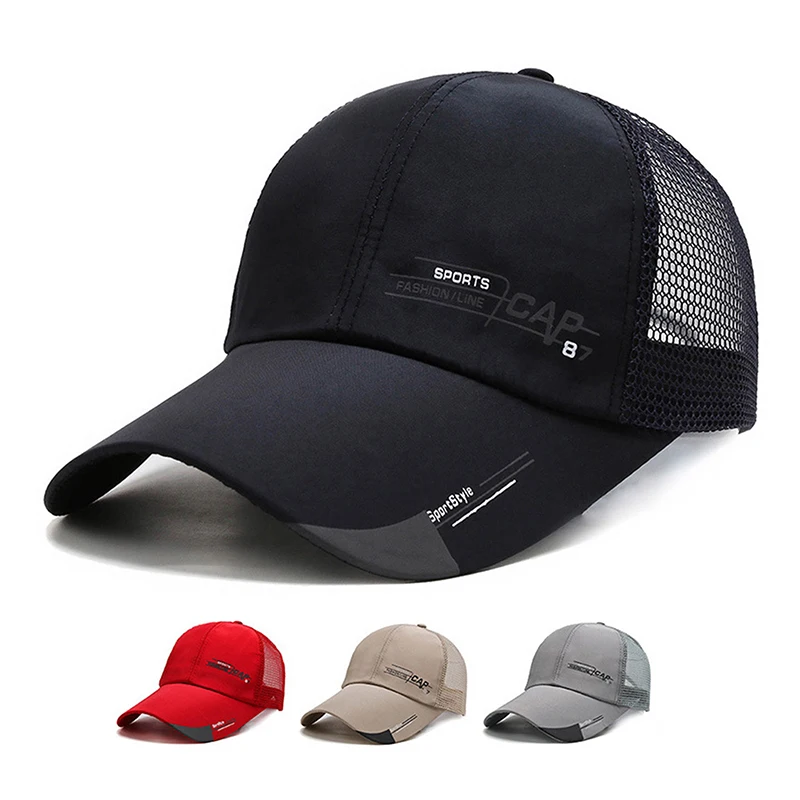 

Simple Trucker Hat Solid Baseball Cap Men Mesh Breathable Sunscreen Caps Label Stick Snapback Sunhat Summer Golf Baseball Hat