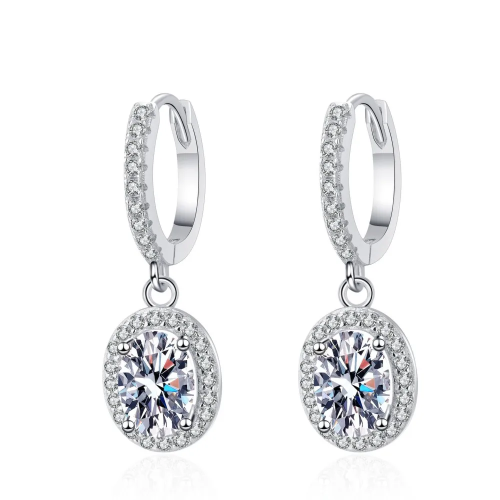 MINWEEN 2ct Moissanite Drop Earrings for Women Pear Cut D Color 925 Sterling Silver Earrings Wedding Jewelry