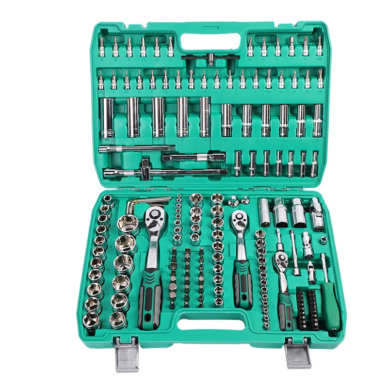 172PCS Socket Kit Box Car Mechanical Combination Wrench Hand Tool Set Ratchet Socket Wrench Set Tool