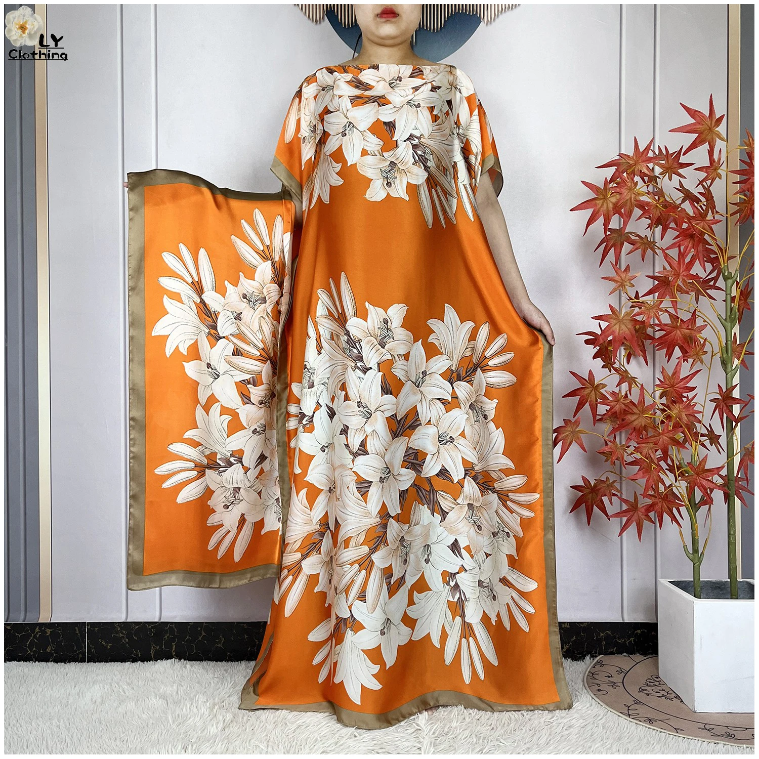 

New Dubai Fashion Print Design Women Long Dress 2025 Summer Beach Party Loose Dress Silk Soft African Abaya Women Islam Clothing