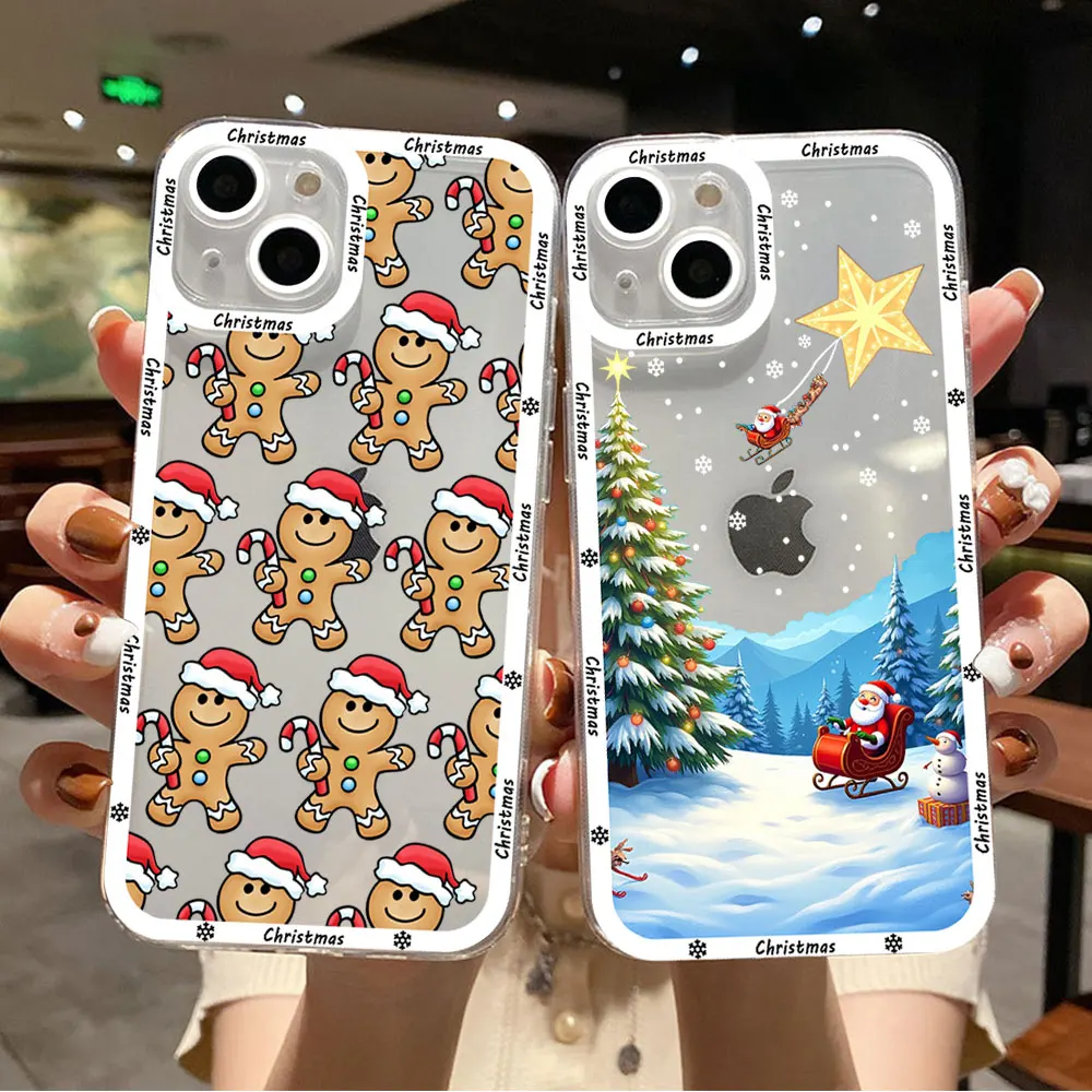 Merry Christmas Tree Snow Scene Phone Case for IPhone 14 13 12 11 Mini 16 15 Pro Max XS XR X SE2 7 8 Plus Shockproof Soft Covers