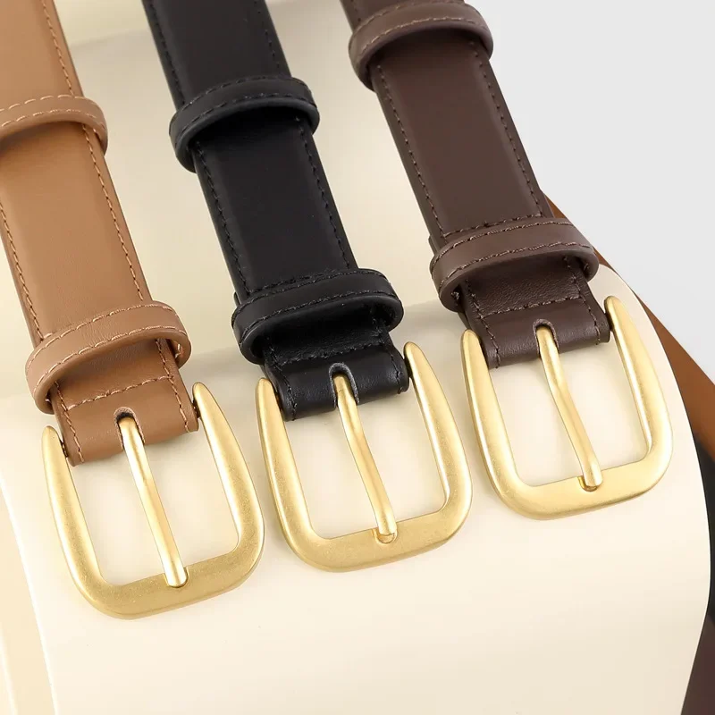 

2025 New Genuine Leather Women's Belt Light Mature Versatile Thin Belt Korean Edition Needle Buckle with Jeans Belt