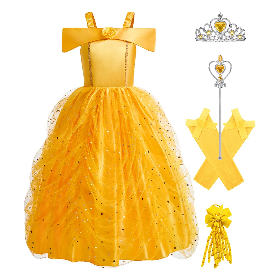 

Костюм на Хэллоуин для девочек, одежда для косплея принцессы Белль, наряд королевы для подростков, детские платья принцессы, детское карнавальное вечерние бальное платье