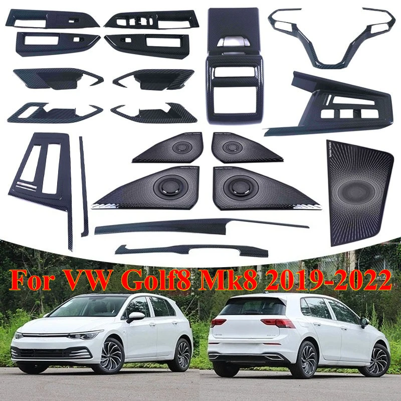 

1/2/4PCS Door Horn Cover Black Stainless Steel Speaker Grill Cover Fit for Car Audio Parts for VW Golf8 Mk8 2019-2022